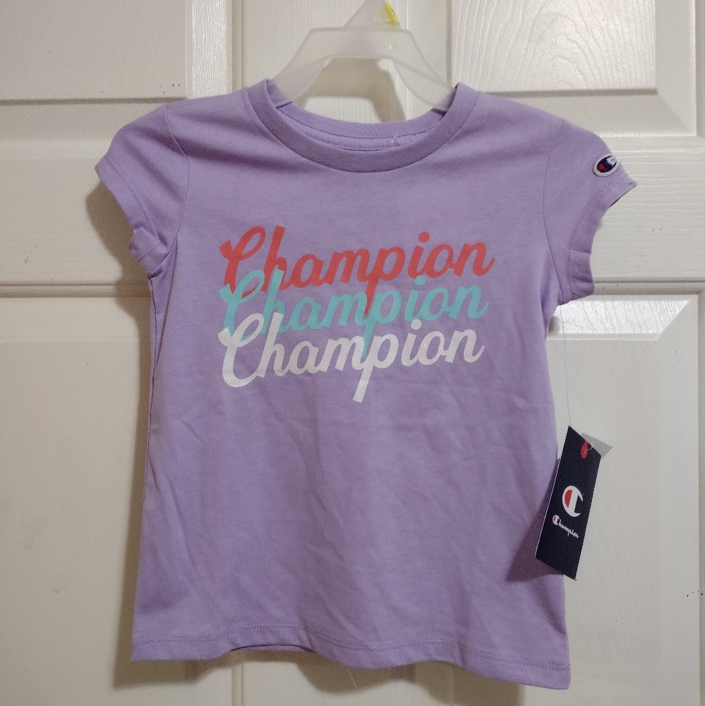 Champion Purple 💜 Logo Tee Girl Size 4 NWT